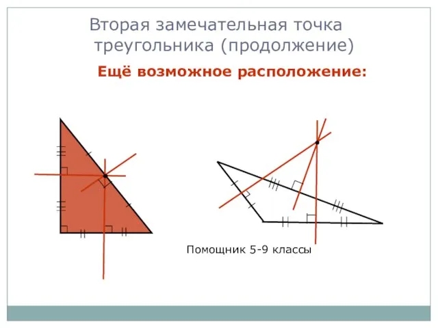 Вторая замечательная точка треугольника (продолжение) Ещё возможное расположение: Помощник 5-9 классы