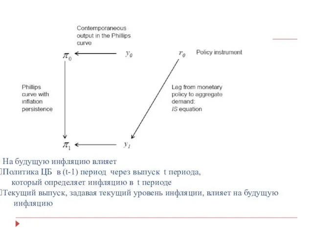 На будущую инфляцию влияет Политика ЦБ в (t-1) период через