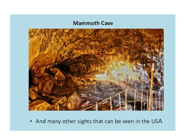 Mammoth Cave And many other sights that can be seen in the USА