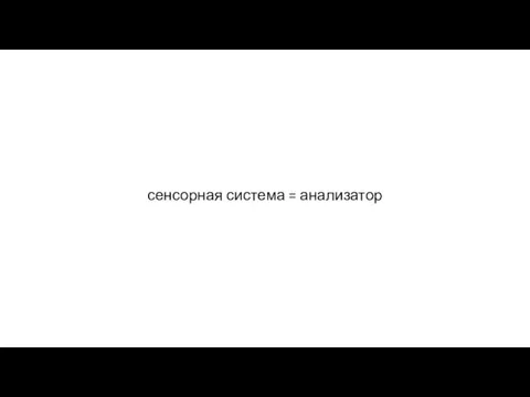 сенсорная система = анализатор