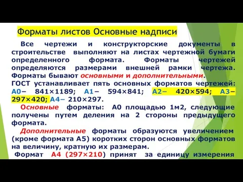 Форматы листов Основные надписи Все чертежи и конструкторские документы в