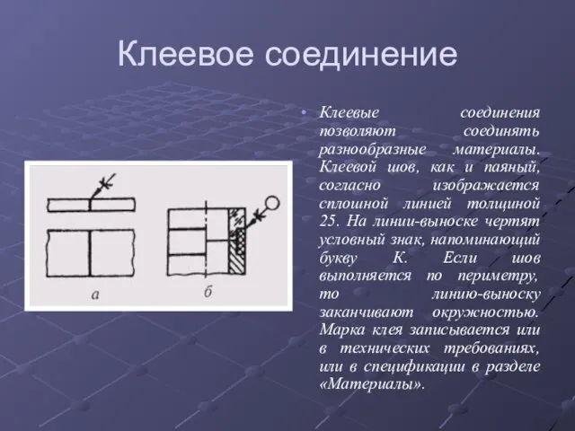 Клеевое соединение Клеевые соединения позволяют соединять разнообразные материалы. Клеевой шов,