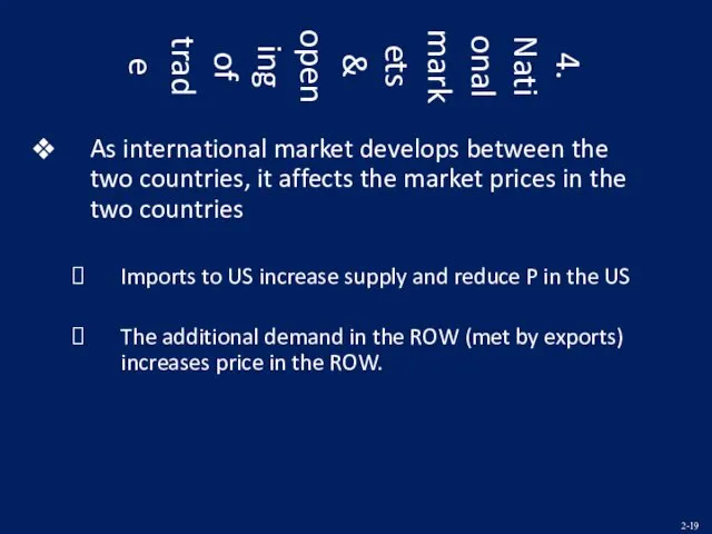 4. National markets & opening of trade As international market develops between the