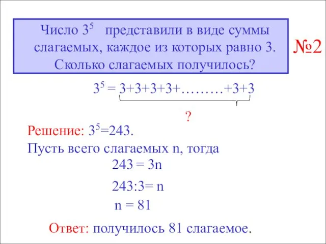 Число 35 представили в виде суммы слагаемых, каждое из которых