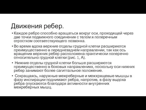 Движения ребер. Каждое ребро способно вращаться вокруг оси, проходящей через