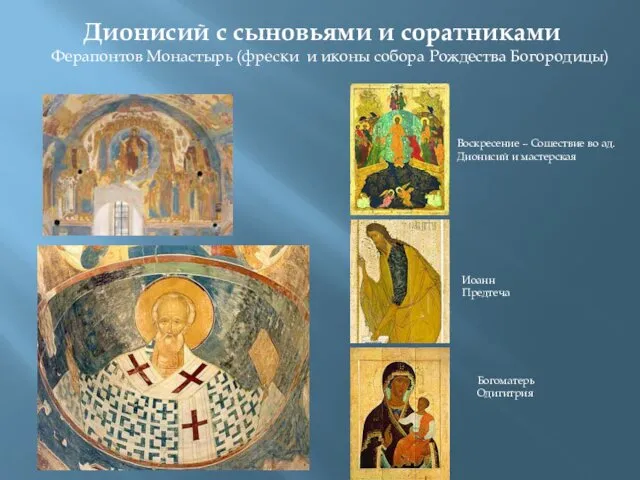 Дионисий с сыновьями и соратниками Ферапонтов Монастырь (фрески и иконы