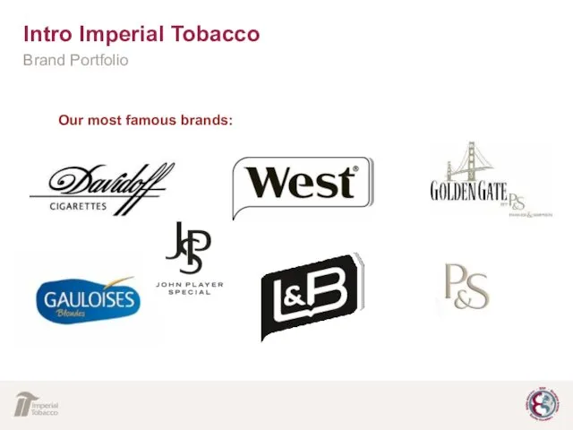 Intro Imperial Tobacco Brand Portfolio Our most famous brands: