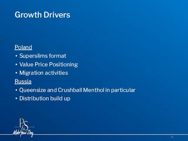 Growth Drivers Poland Superslims format Value Price Positioning Migration activities