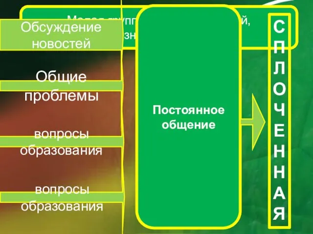 Малая группа состоит из людей, хорошо знающих друг друга. С