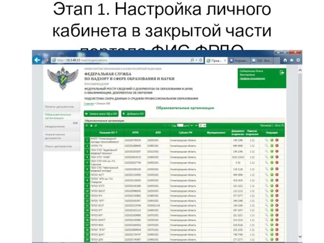 Этап 1. Настройка личного кабинета в закрытой части портала ФИС ФРДО