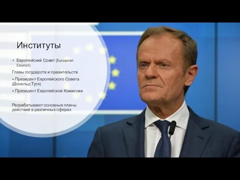 Институты Европейский Совет (European Council) Главы государств и правительств +