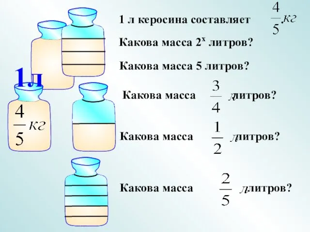 1 л керосина составляет . Какова масса 2х литров? 1л Какова масса 5 литров?