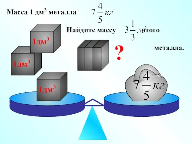 Масса 1 дм3 металла Найдите массу этого металла. ?