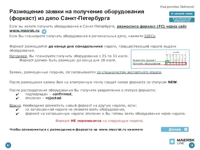 Если вы хотите получить оборудование в Санкт-Петербурге, разместите форкаст (FC)