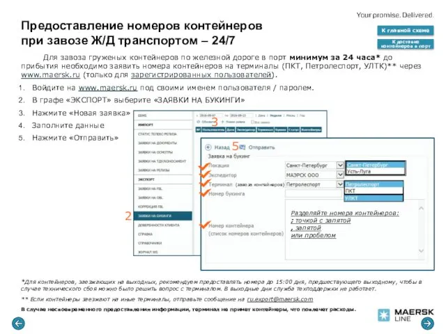 Предоставление номеров контейнеров при завозе Ж/Д транспортом – 24/7 Для