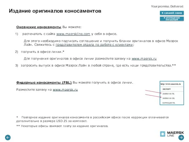 Издание оригиналов коносаментов Океанские коносаменты Вы можете: распечатать с сайта