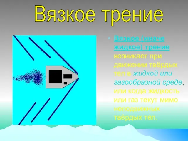 Вязкое (иначе жидкое) трение возникает при движении твёрдых тел в