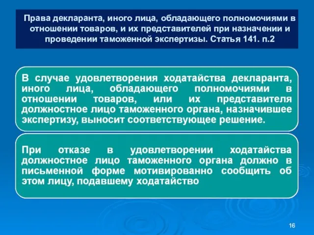 Права декларанта, иного лица, обладающего полномочиями в отношении товаров, и их представителей при