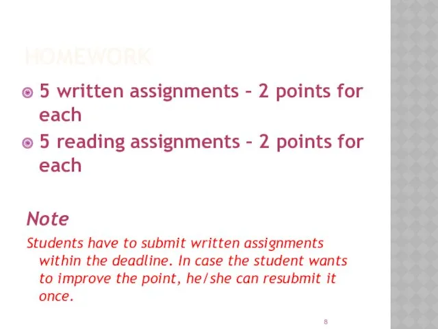 HOMEWORK 5 written assignments – 2 points for each 5