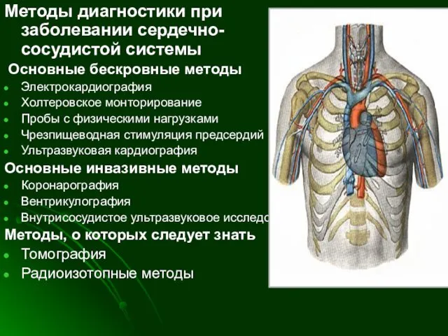 Методы диагностики при заболевании сердечно-сосудистой системы Основные бескровные методы Электрокардиография