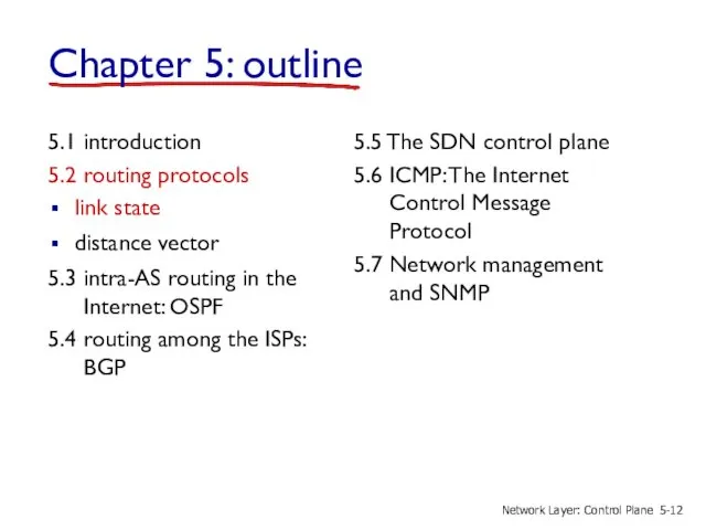 5.1 introduction 5.2 routing protocols link state distance vector 5.3