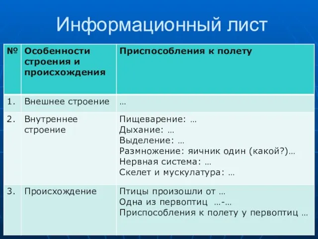 Информационный лист