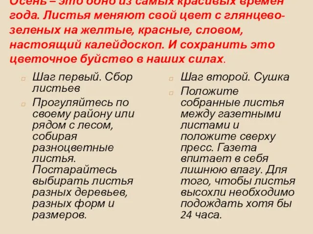 Осень – это одно из самых красивых времен года. Листья