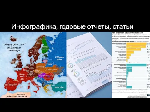 Инфографика, годовые отчеты, статьи