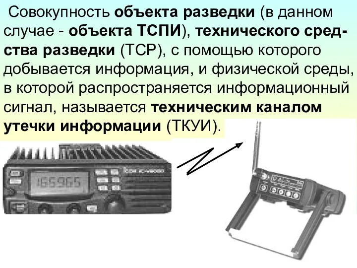 Совокупность объекта разведки (в данном случае - объекта ТСПИ), технического