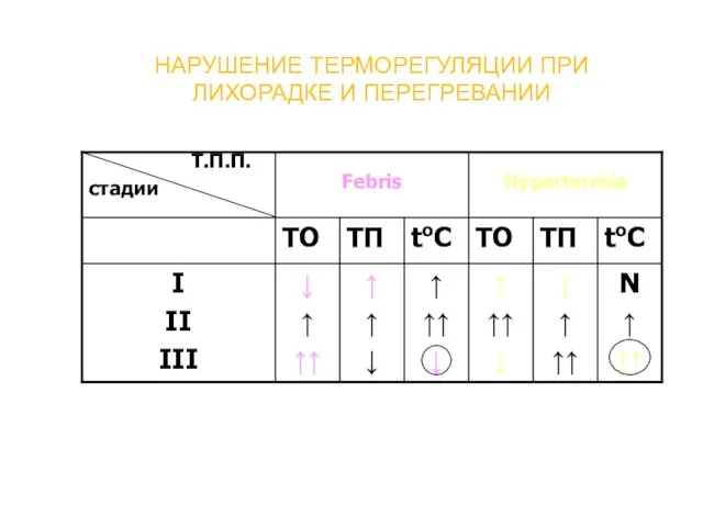 НАРУШЕНИЕ ТЕРМОРЕГУЛЯЦИИ ПРИ ЛИХОРАДКЕ И ПЕРЕГРЕВАНИИ