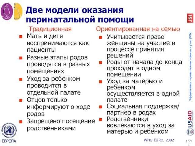 Две модели оказания перинатальной помощи Мать и дитя воспринимаются как