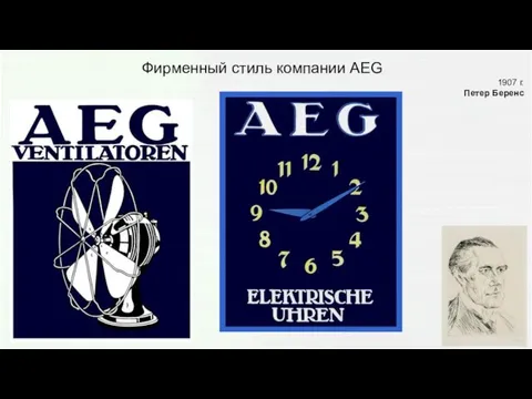 Фирменный стиль компании AEG 1907 г. Петер Беренс