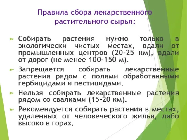 Правила сбора лекарственного растительного сырья: Собирать растения нужно только в