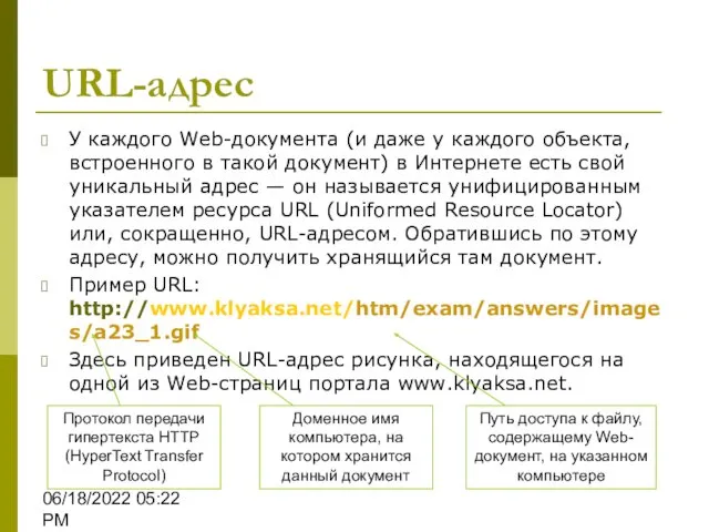 06/18/2022 05:22 PM URL-адрес У каждого Web-документа (и даже у