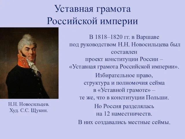 Уставная грамота Российской империи В 1818–1820 гг. в Варшаве под