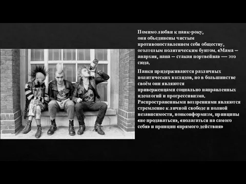 Помимо любви к панк-року, они объединены чистым противопоставлением себя обществу,