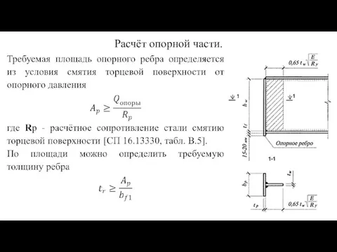 Расчёт опорной части.