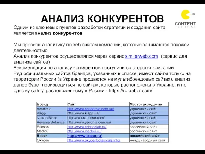 Одним из ключевых пунктов разработки стратегии и создания сайта является