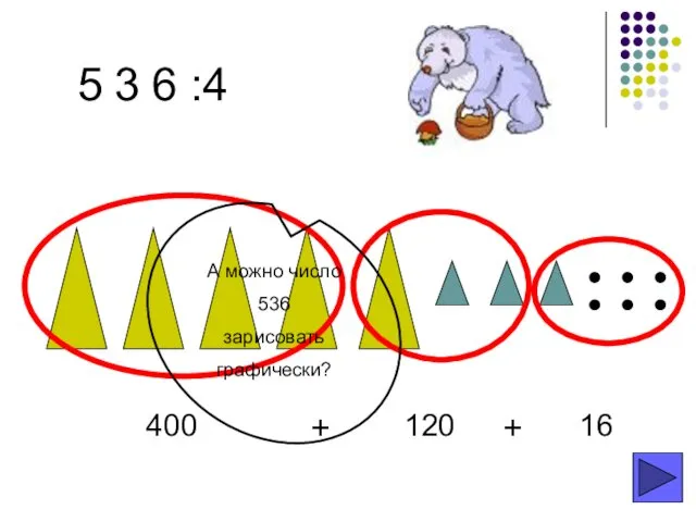 :4 400 120 16 + + 5 3 6 А можно число 536 зарисовать графически?