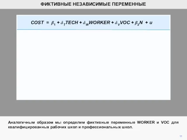 Аналогичным образом мы определим фиктивные переменные WORKER и VOC для