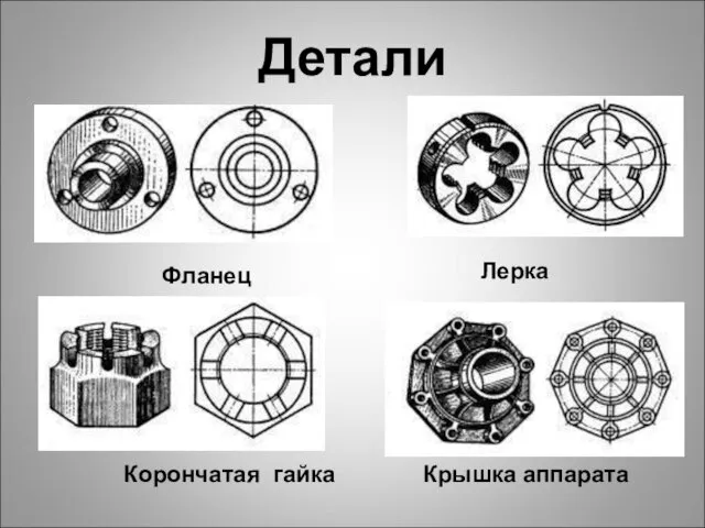 Детали Фланец Лерка Корончатая гайка Крышка аппарата