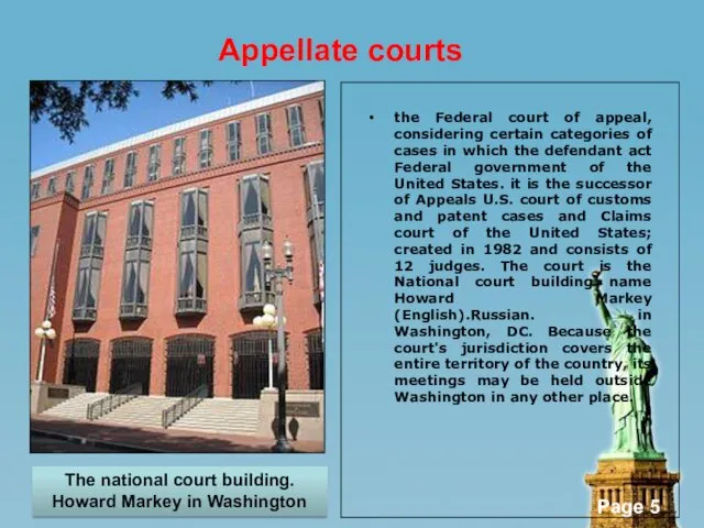 Appellate courts the Federal court of appeal, considering certain categories