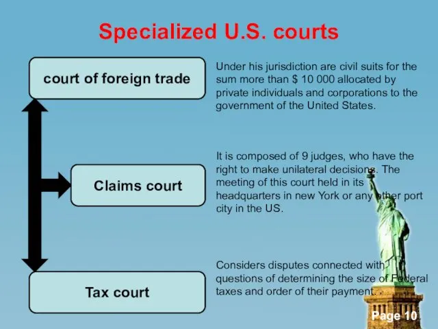 Specialized U.S. courts Claims court Tax court court of foreign
