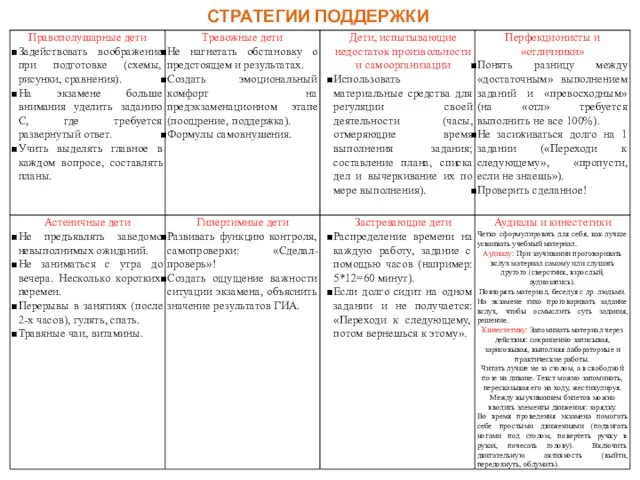 СТРАТЕГИИ ПОДДЕРЖКИ