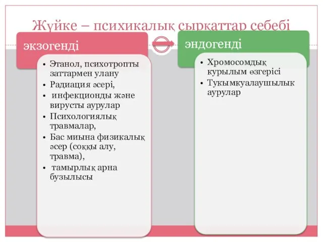 Жүйке – психикалық сырқаттар себебі