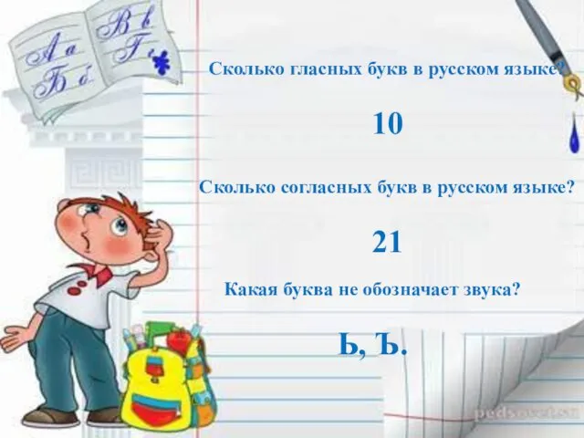 Сколько гласных букв в русском языке? 10 Сколько согласных букв