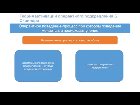 Теория мотивации оперантного подкрепления Б. Скиннера с помощью оперантного подкрепления