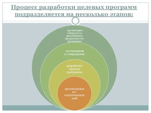 Процесс разработки целевых программ подразделяется на несколько этапов: