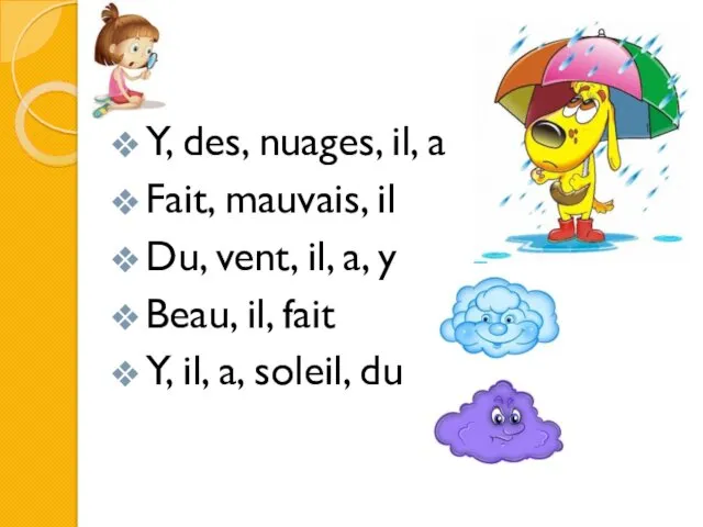 Y, des, nuages, il, a Fait, mauvais, il Du, vent, il, a, y