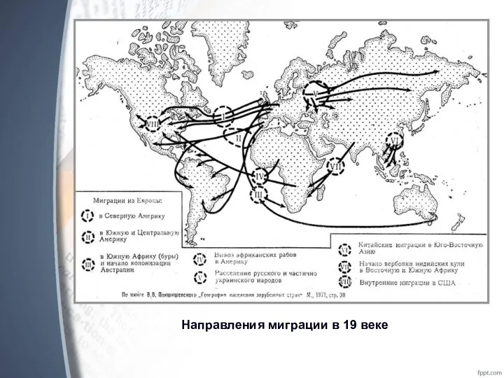 Направления миграции в 19 веке